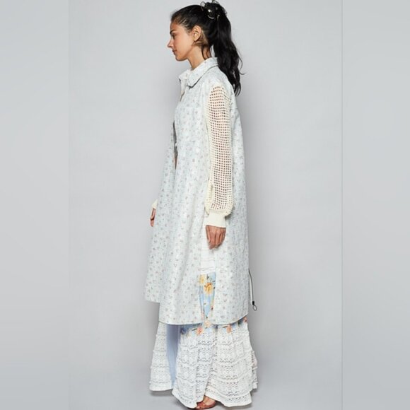 POL FLARE DOUBLE GAUZE PANTS WITH LACE DETAILS PRINTED PATCHWORK Final Sale! - Picture 4 of 4